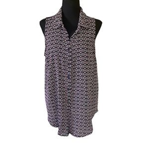 Geometric print with lace back sleeveless top